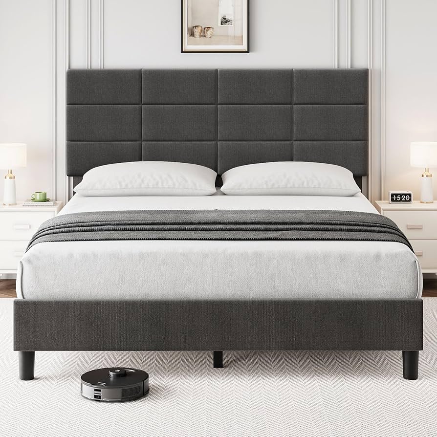 更紗様ෆ̈ WhizMax Full-Size Deluxe Bed Frame - Velvet with Metal Legs